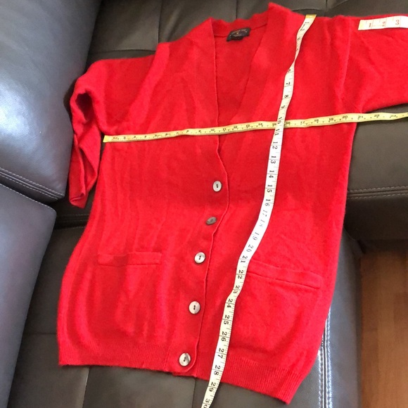 Charter Club Cashmere V Cardigan Button Down Ribbed Red Sweater Size M - Picture 9 of 10